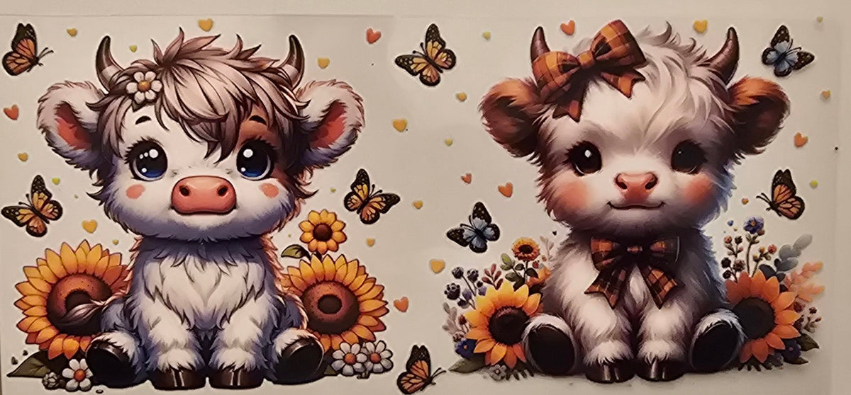 Highland Cow Baby Pair Sunflowers & Butterflies Wrap