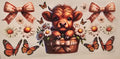 Highland Cow Basket Bows & Butterflies Wrap