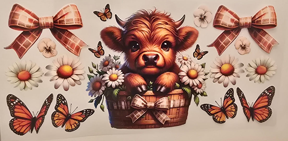 Highland Cow Basket Bows & Butterflies Wrap