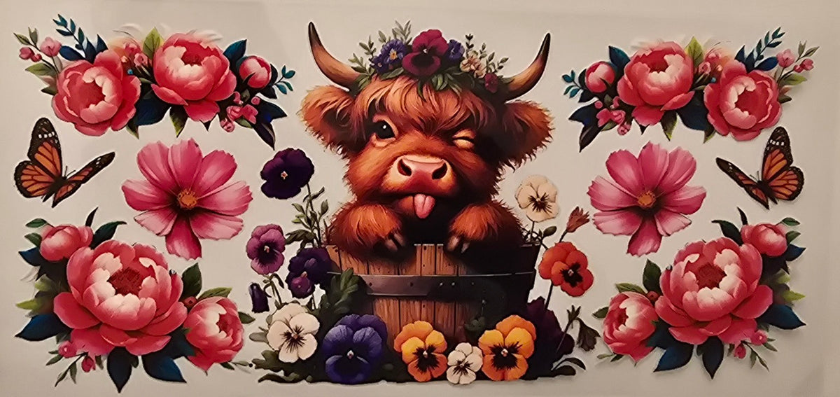 Highland Cow Flower Bucket Wrap