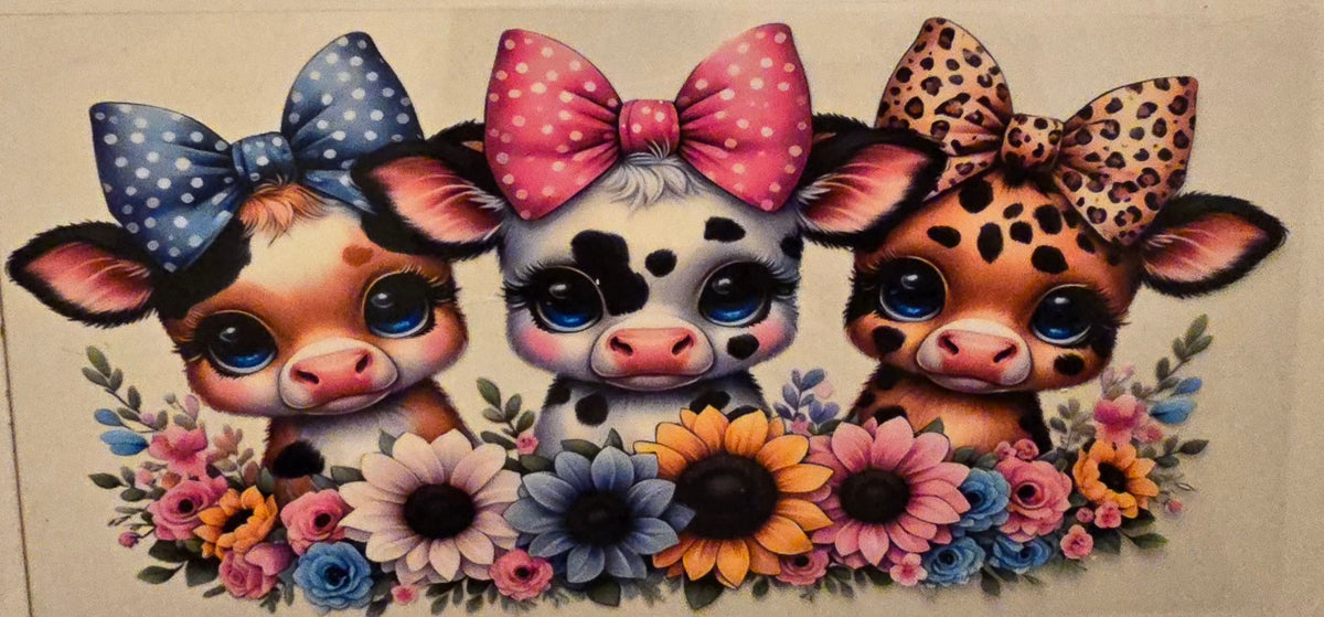 Highland Cow Girly Bows & Floral Trio Wrap