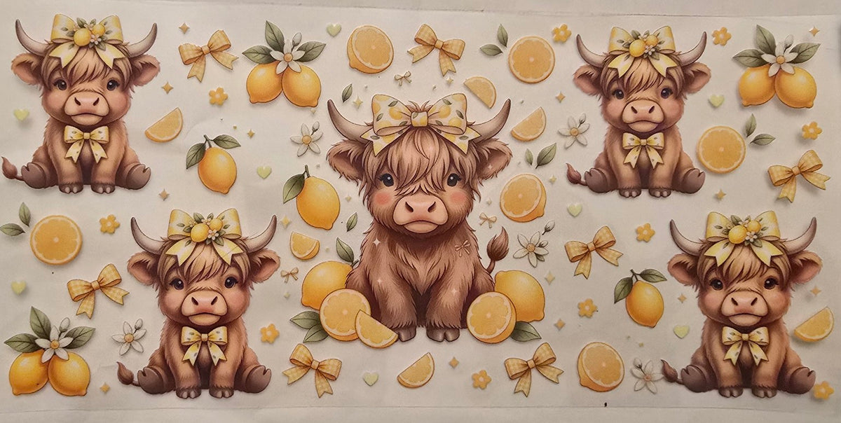 Highland cow with lemons wrap design