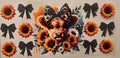 Highland Cow Leopard Bow & Sunflowers Wrap