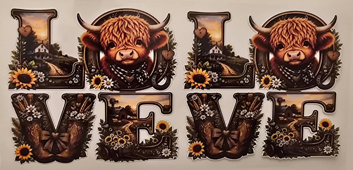 Highland Cow Rustic LOVE Wrap