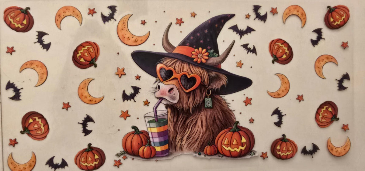 Highland Cow Witch Halloween Wrap