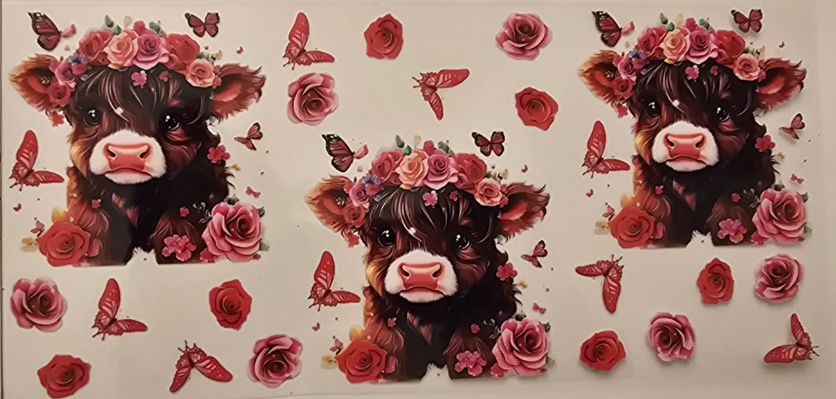 Highland Cows Pink Roses & Butterflies Wrap