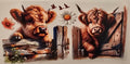 Highland Cows Rustic Fence Wrap