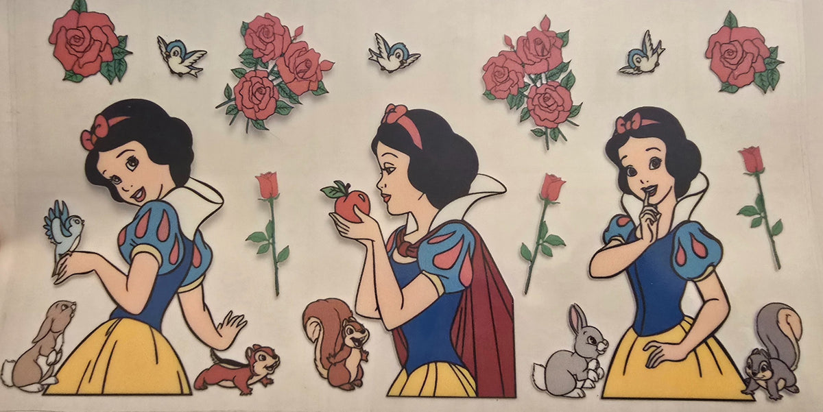 Snow White, woodland animals, birds, and roses wrap
