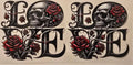 LOVE Skull & Red Roses Wrap