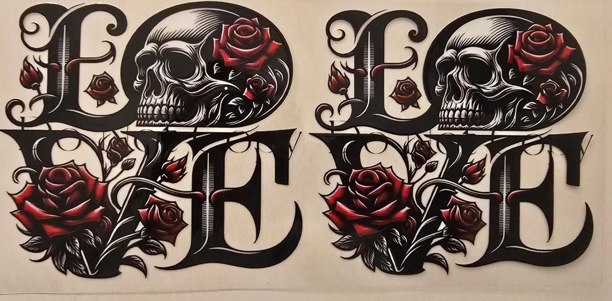 LOVE Skull & Red Roses Wrap