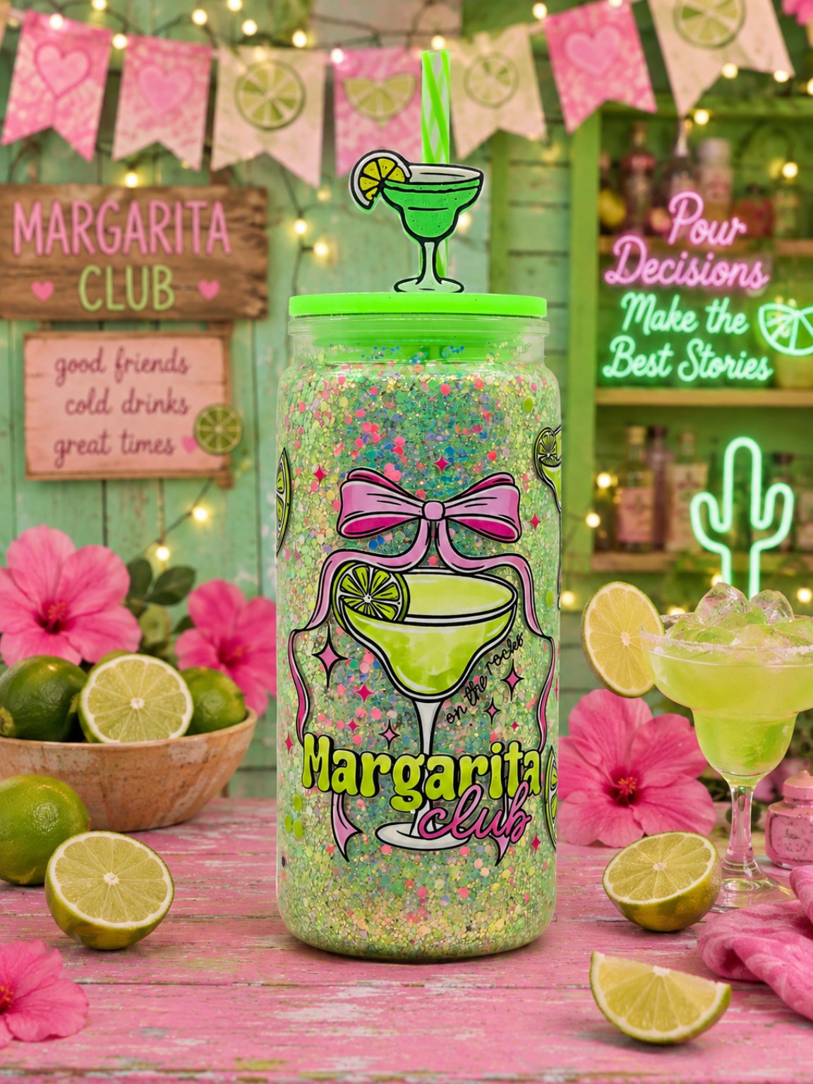 Margarita Cafe 20oz tall snowglobe tumbler