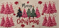 Merry Christmas Pink Trees Wrap