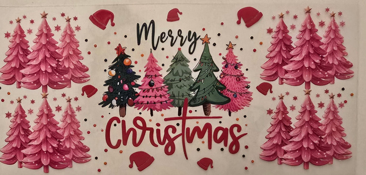 Merry Christmas Pink Trees Wrap