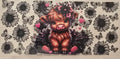 Pink and black floral Highland cow wrap design