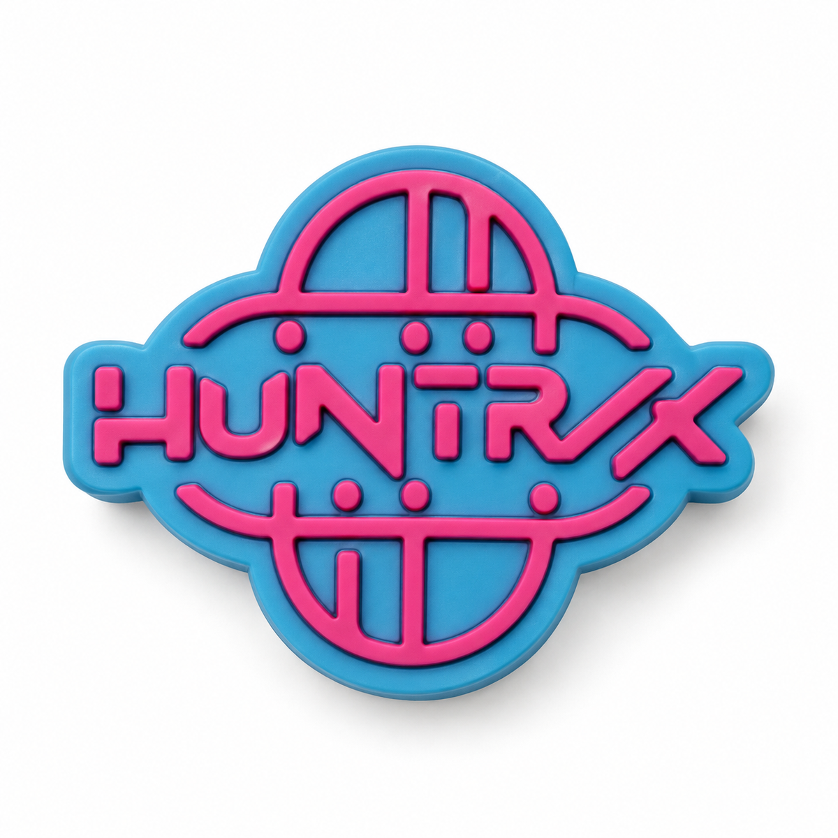 Pink and blue globe logo 3D straw topper