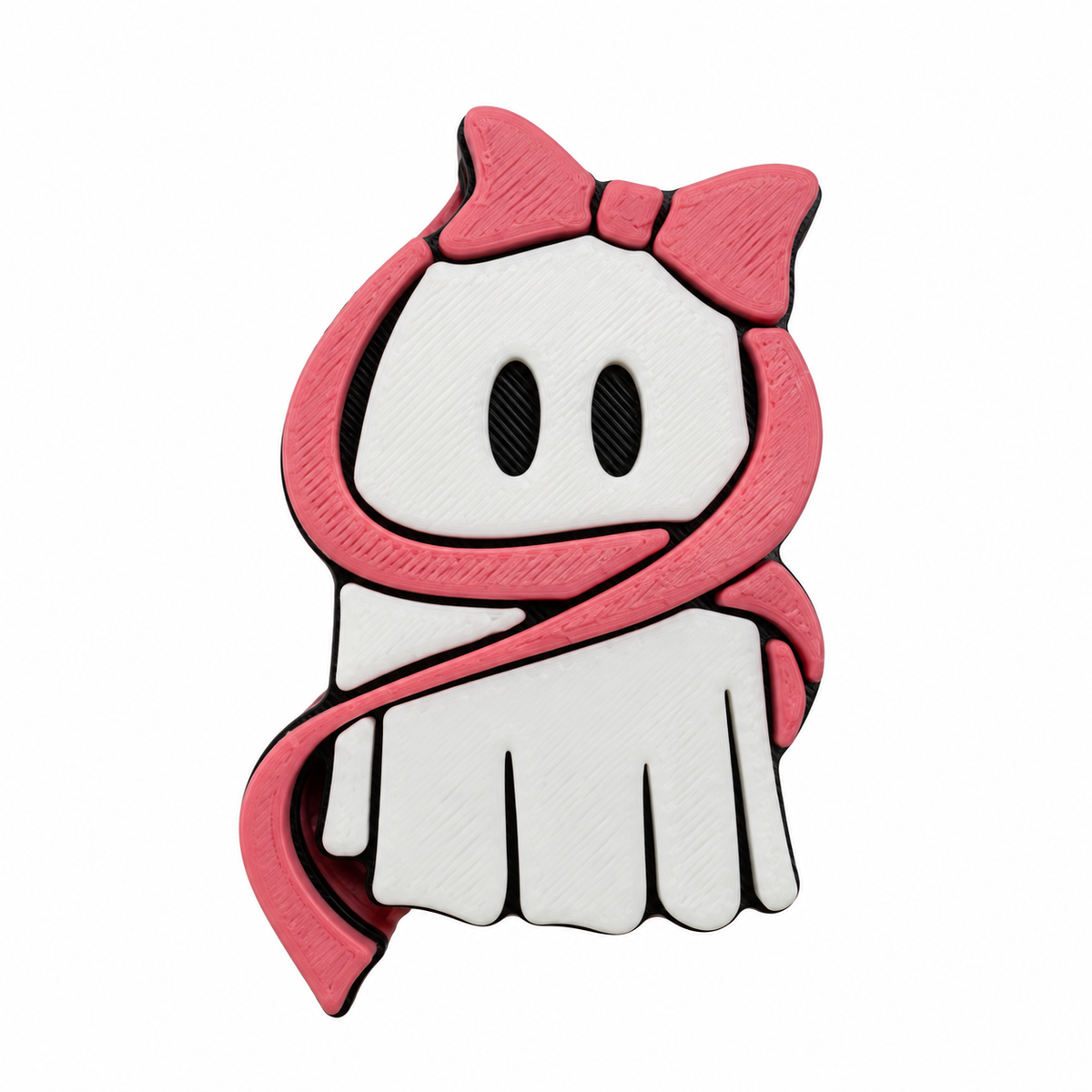 Pink bow ghost 3D straw topper