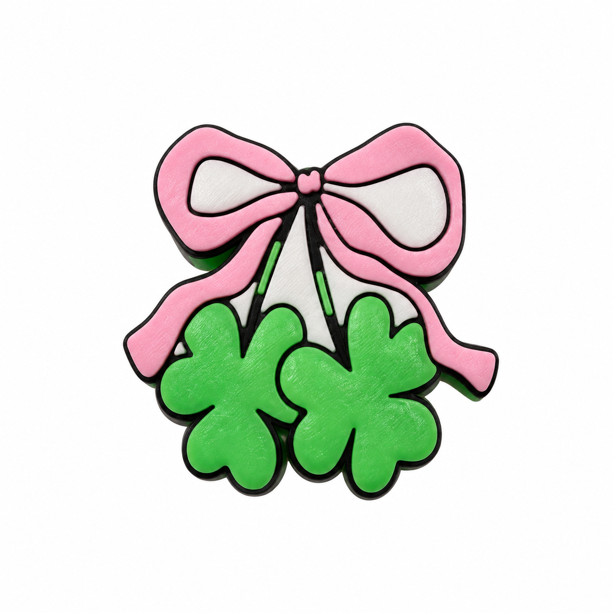 Pink bow shamrock 3D straw topper