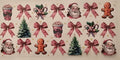 Pink Bows Santa Gingerbread Christmas Wrap