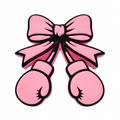 Pink boxing gloves bow 3D straw topper