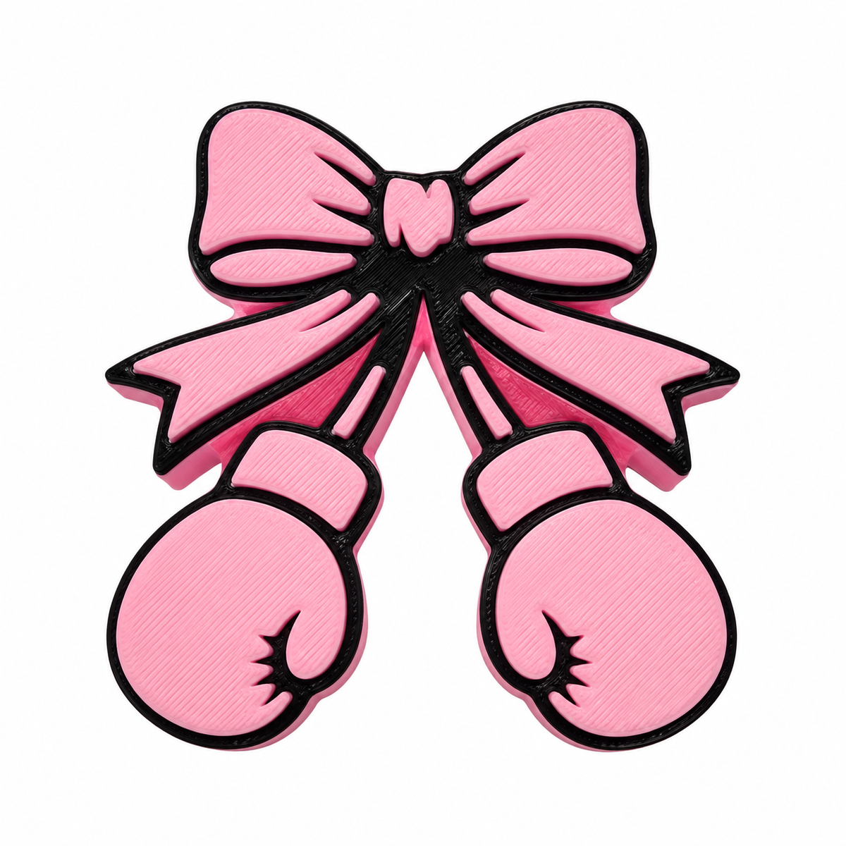Pink boxing gloves bow 3D straw topper