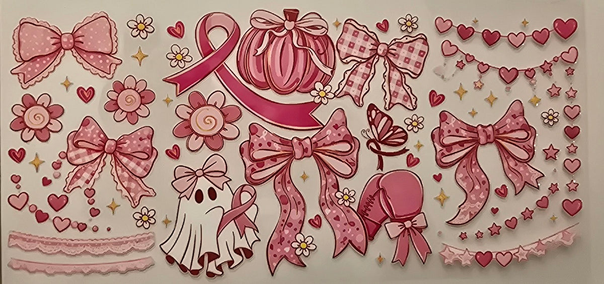 Pink Breast Cancer Halloween Ghost & Bows Wrap