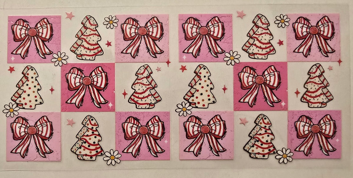 Pink Christmas Tree Cakes & Bows Wrap