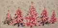 Pink Christmas Trees Snowflake Wrap