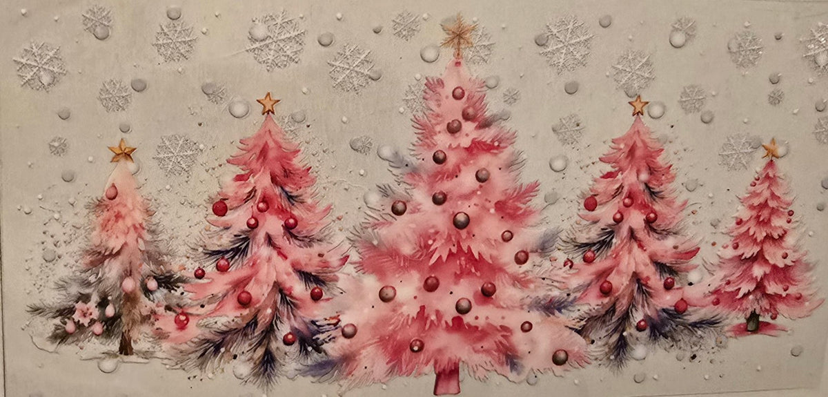 Pink Christmas Trees Snowflake Wrap