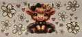 Pink daisy Highland cow glow-in-the-dark wrap