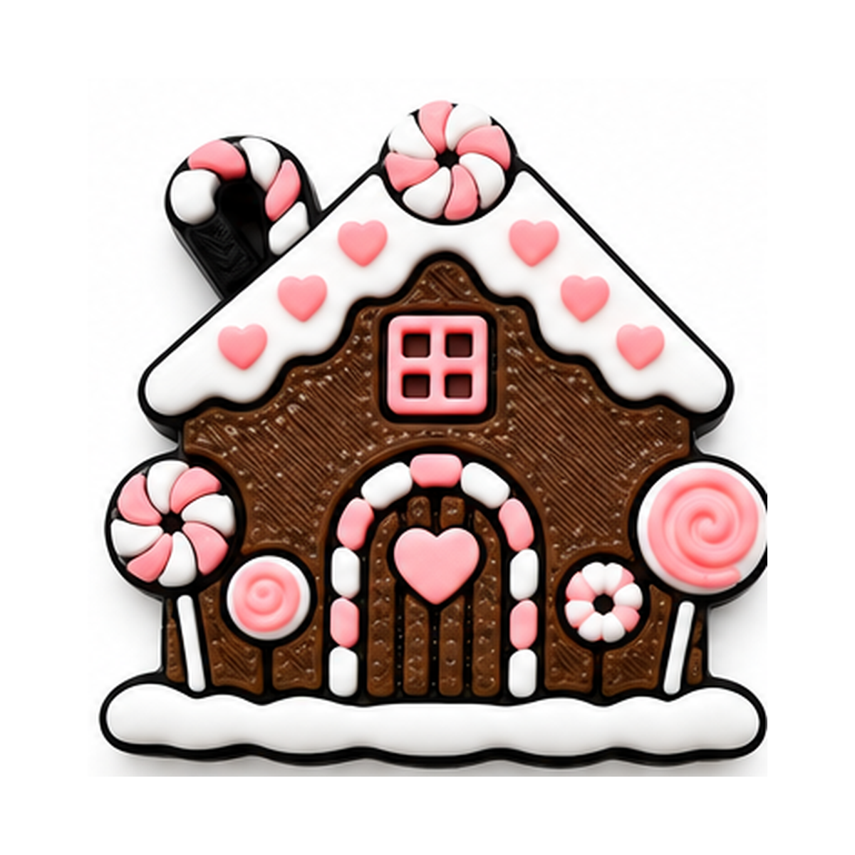 Pink gingerbread house 3D straw topper