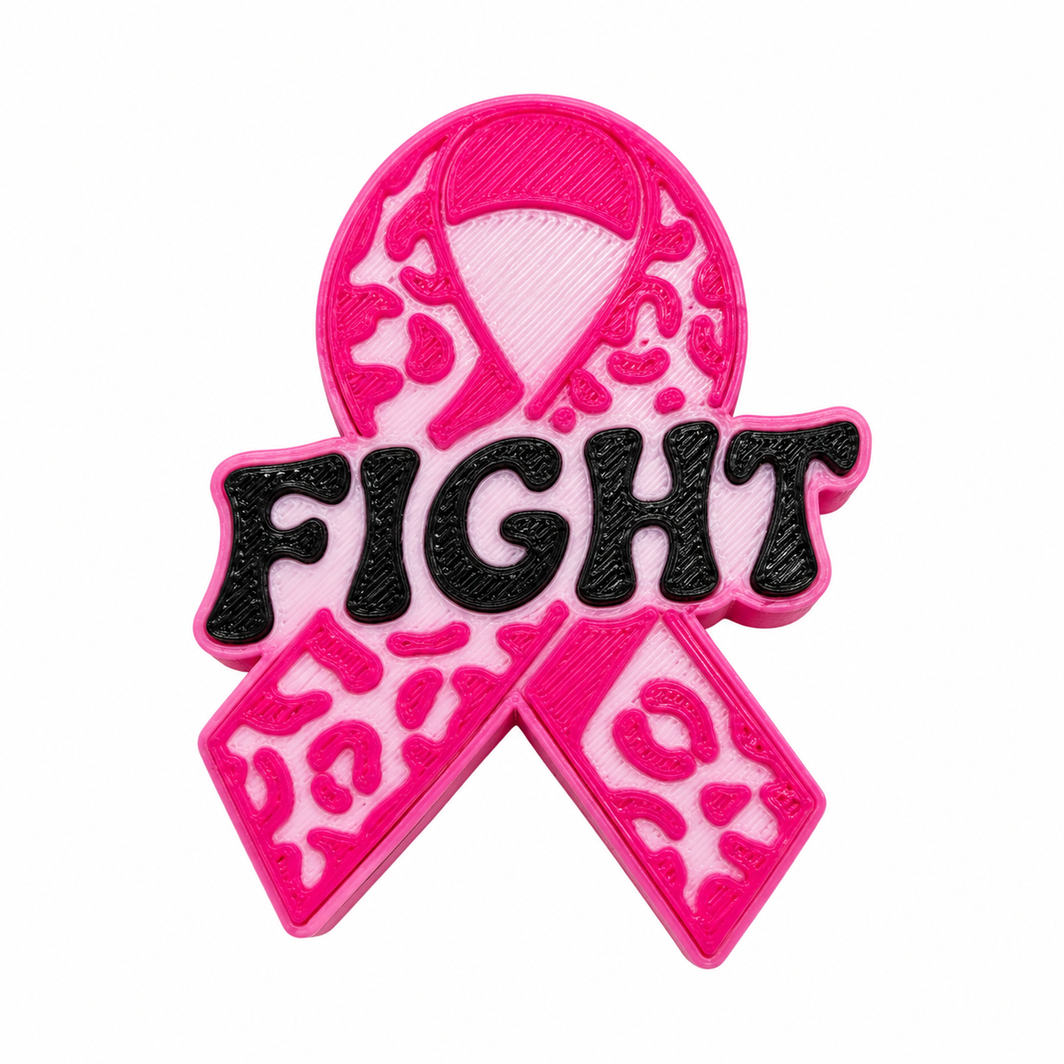 Pink leopard fight ribbon 3D straw topper
