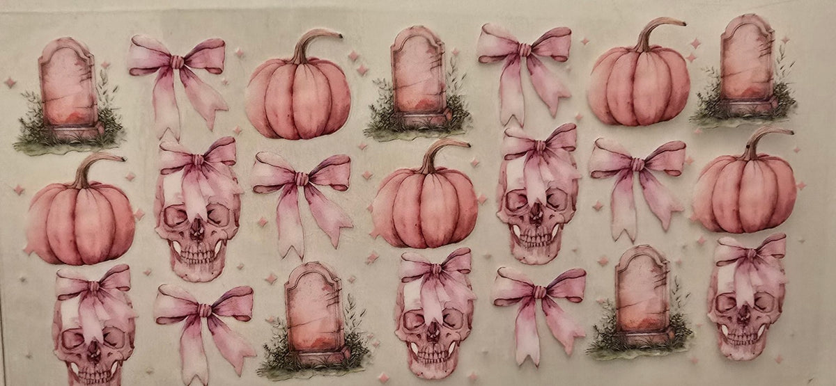 Pink Skulls Bows & Pumpkins Halloween Wrap