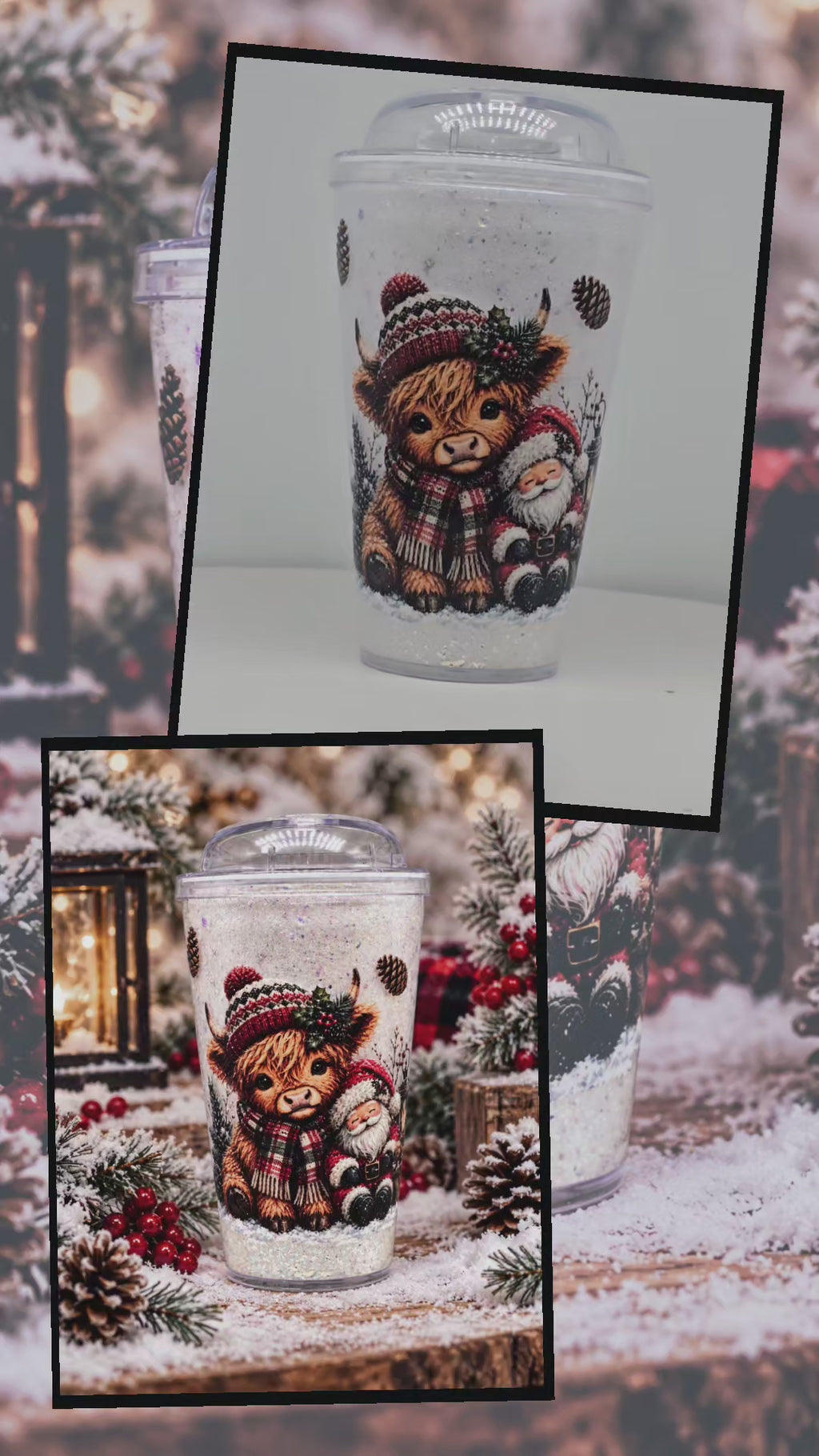 Highland Cow Christmas 16oz Coffee Sip Snowglobe