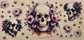 Purple Floral Skull Collection Wrap