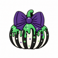 Purple and green bow pumpkin 3D straw topper