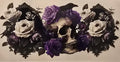 Raven Skull & Purple Roses Wrap