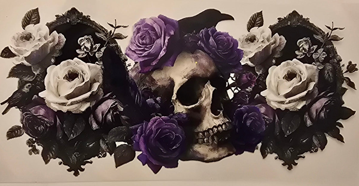 Raven Skull & Purple Roses Wrap