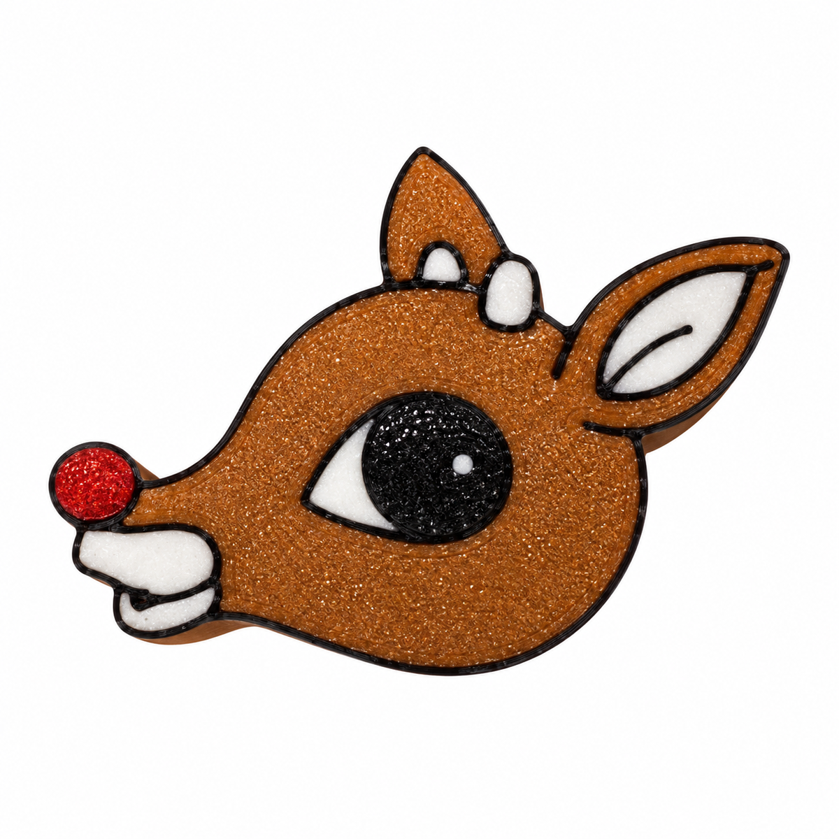 Red nose reindeer 3D straw topper