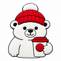 Red winter bear with cup 3D straw topper