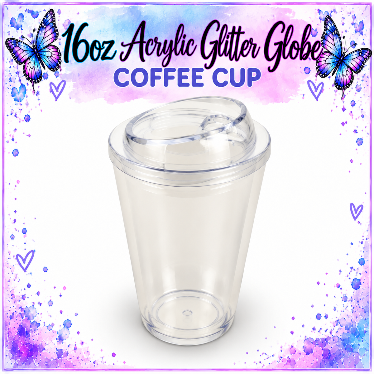 16oz Acrylic Coffee Cup Snowglobe