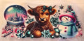 Hyland Cow Snowglobe