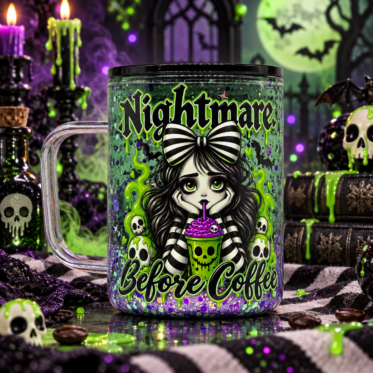 Nightmare Before Coffee – 17oz Lava Snowglobe Coffee Cup