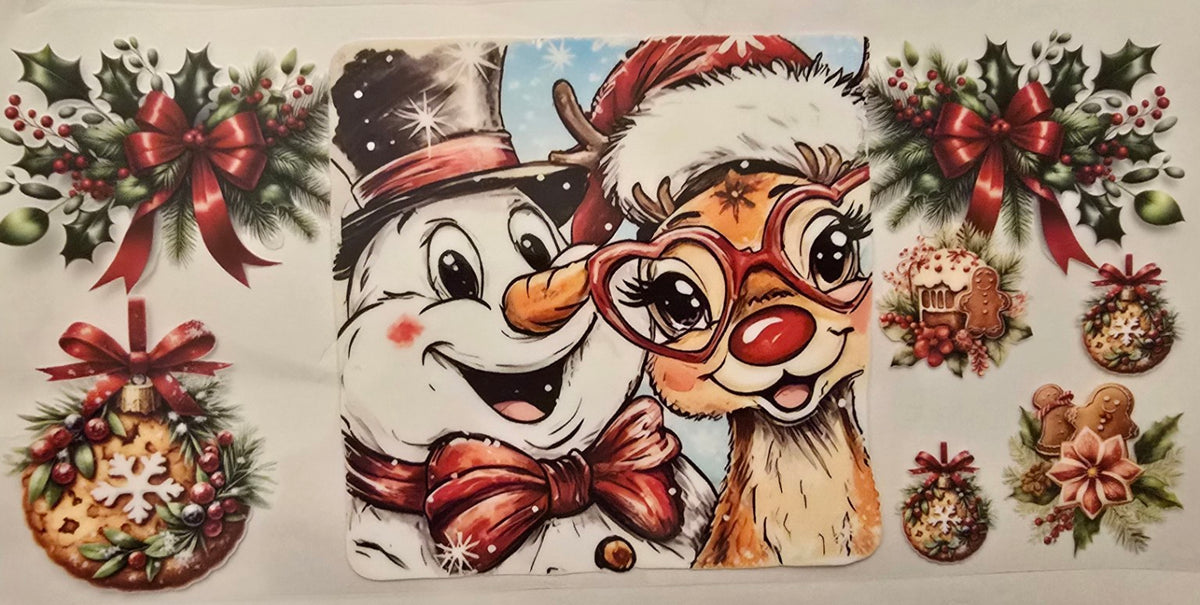 Snowman and reindeer Christmas wrap