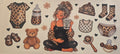 Expectant mother with leopard print baby accessories