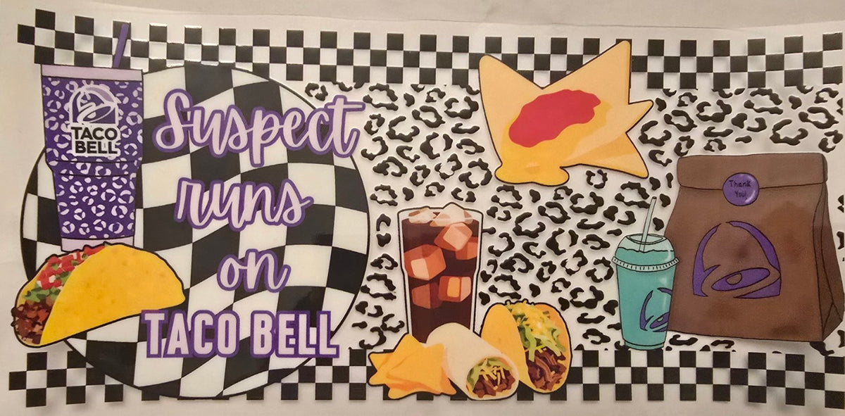 Taco Bell suspect runs on checkerboard food wrap